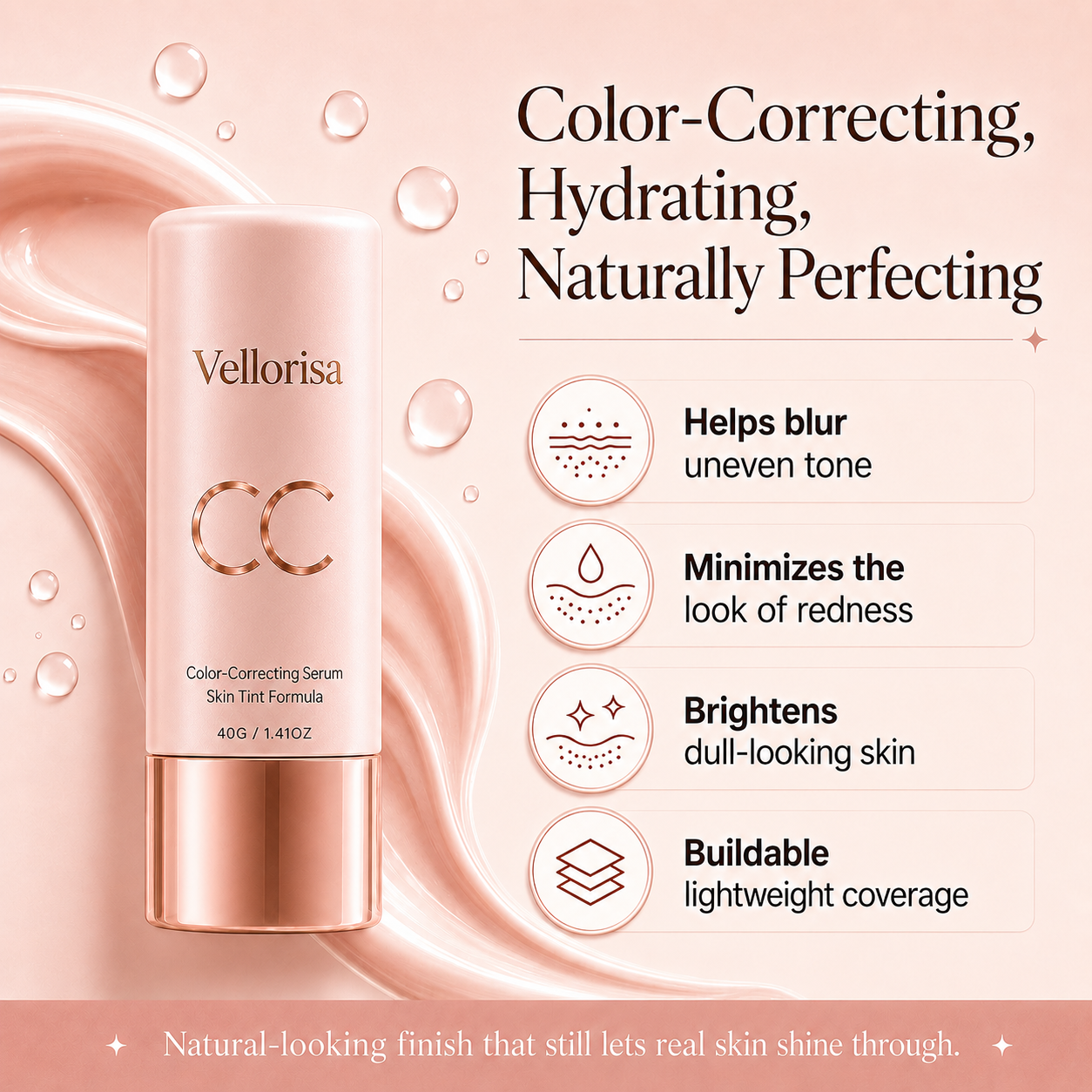 Last Day Buy1 Get 1 Free❤️Vellorisa Skin-PerfectingCC Serum-Cream