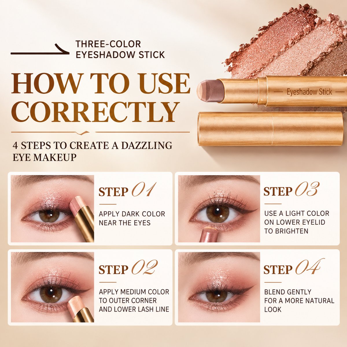 Effortless 3 Color Eyeshadow Stick