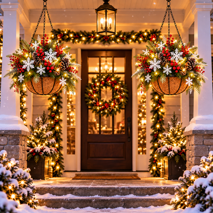 🎄🏆Christmas basket with built-in lights |🎄 With built-in lights, weatherproof and maintenance-free