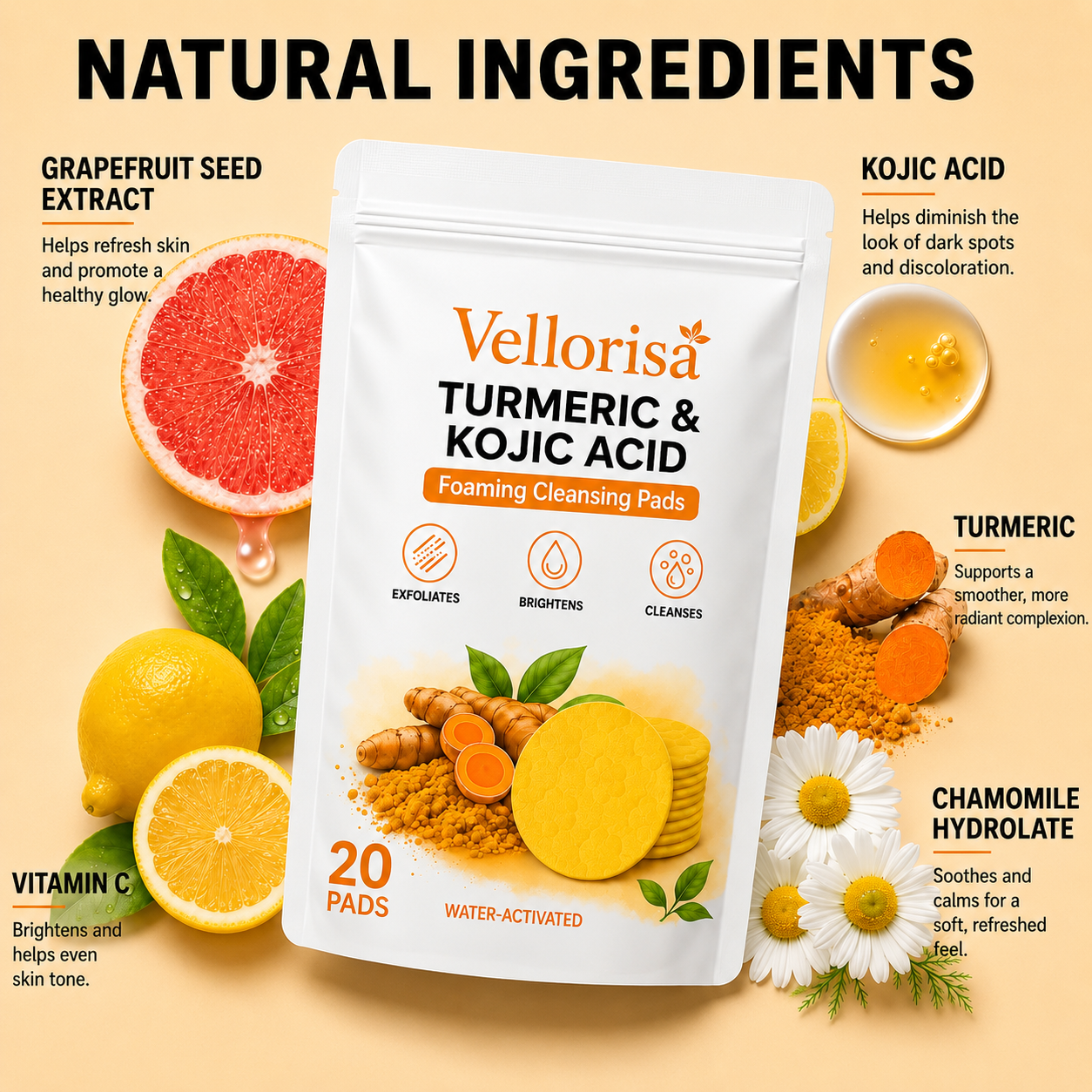 🔥Last Day 68% OFF-Vellorisa Turmeric Kojic Glow Pads