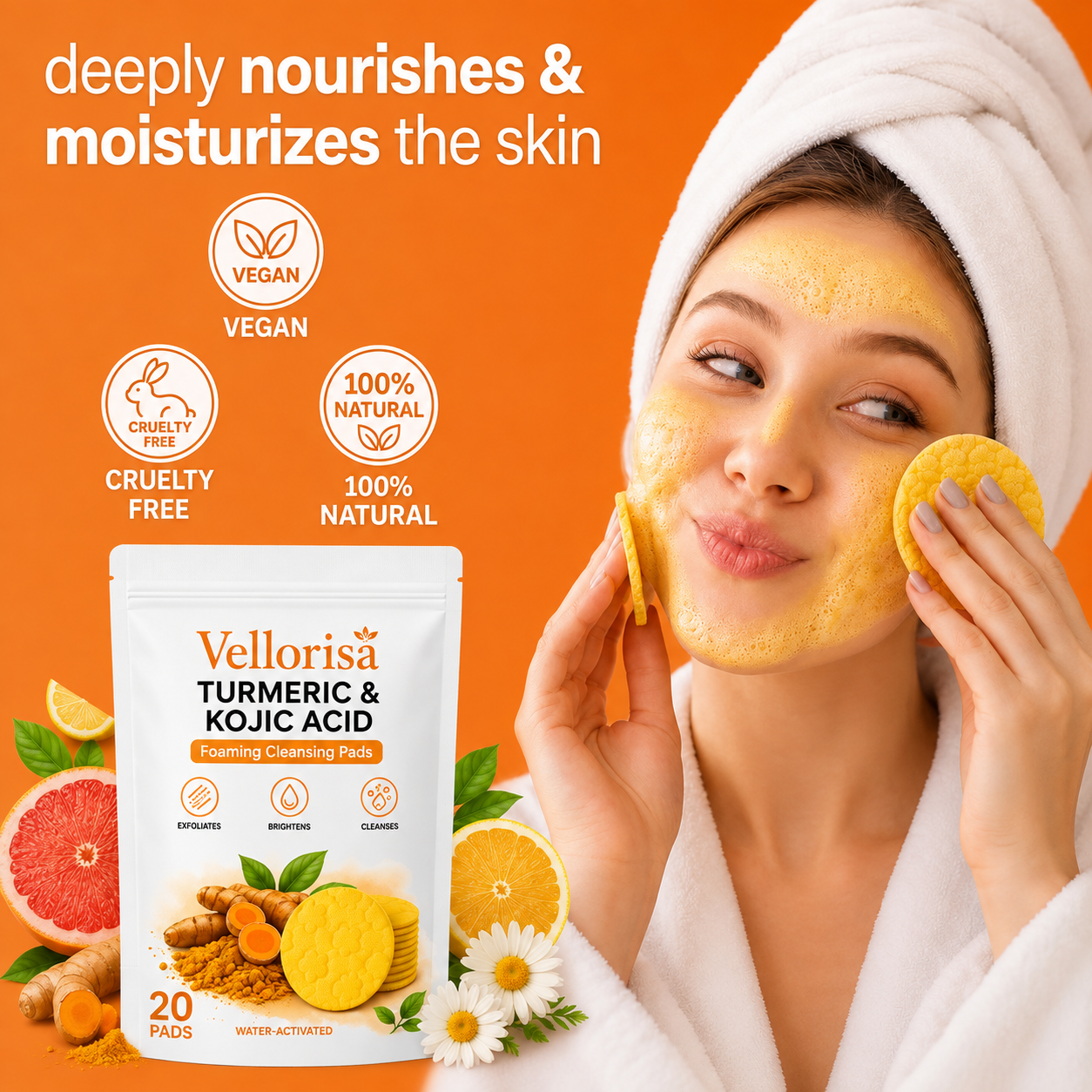 🔥Last Day 68% OFF-Vellorisa Turmeric Kojic Glow Pads